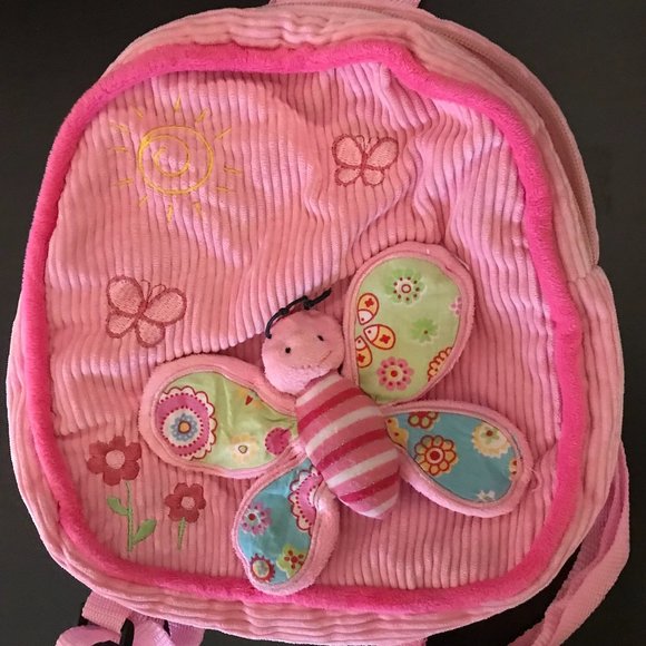 Kellytoy Pink Happy Bee Corduroy Backpack, 10" by 10" with Rounded Top, Ages 3+ - Picture 2 of 5